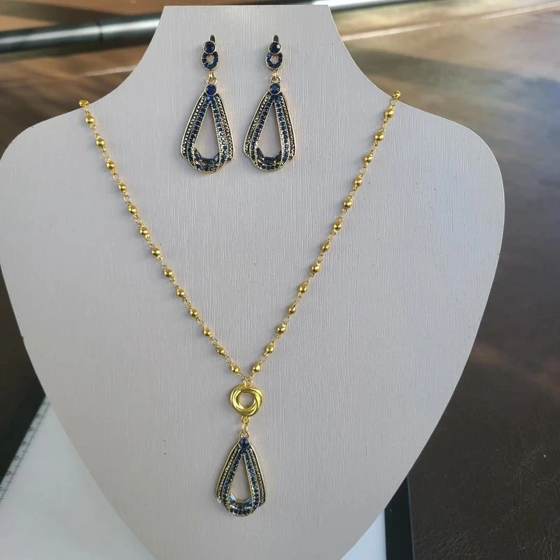 Conjunto Collar y pendientes con colgante de strass azul noche PA663 – photo 3
